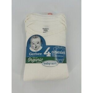 Gerber Baby Unisex 4 Pack Organic Cotton Short Sleeve Onesies Size 12 Month